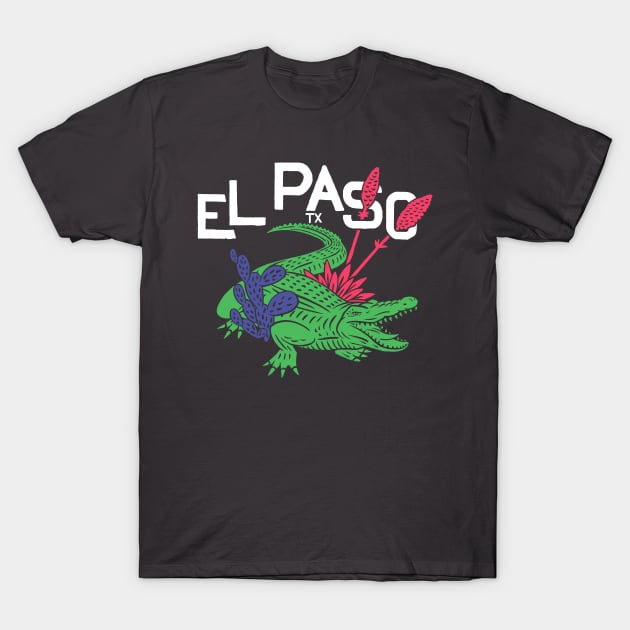 El Paso Alligator w/ text (color) T-Shirt by BrokenArrow